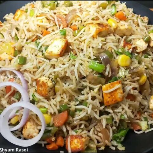 વેજ પનીર ફ્રાઇડ રાઈસ બનાવવાની રીત - Vej paneer fried rice banavani rit - Vej paneer fried rice recipe in gujarati