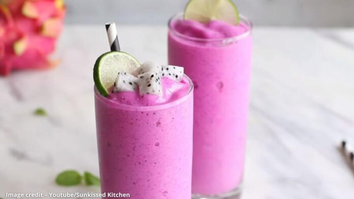 ડ્રેગન ફ્રૂટ સ્મુથી - dragon fruit smoothi - ડ્રેગન ફ્રૂટ સ્મુથી બનાવવાની રીત - dragon fruit smoothi banavani rit - sdragon fruit smoothi recipe in gujarati