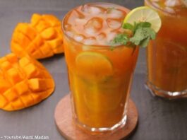 મેંગો આઈસ ટી - Mango ice tea - મેંગો આઈસ ટી બનાવવાની રીત - Mango ice tea banavani rit - Mango ice tea recipe