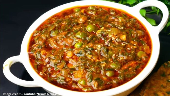 પાલક વટાણા નું શાક બનાવવાની રેસીપી - Palak vatana nu shaak banavani recipe