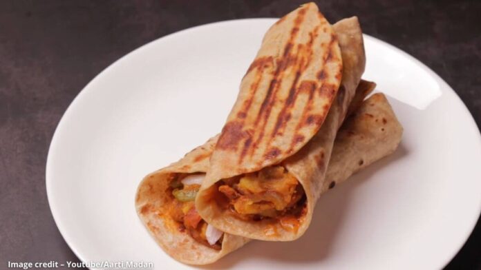 Ghau ni rotli no veg wrap - ઘઉંની રોટલી નો વેજ વ્રેપ