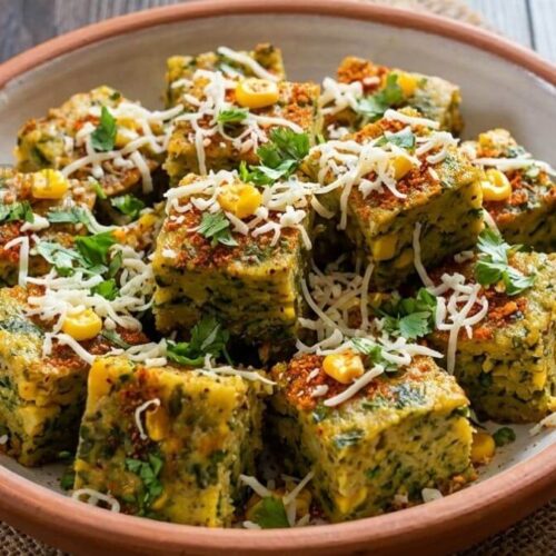 Peri Peri makai palak na dhokla - પેરી પેરી મકાઈ પાલકના ઢોકળા