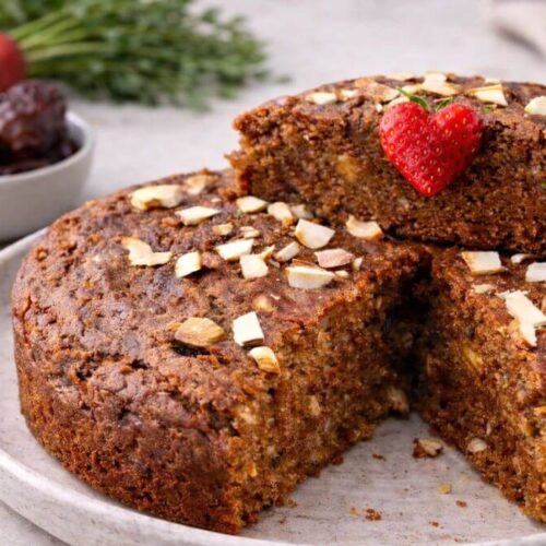 No Oven without Sugar Carrot Dates Cake - Gajar Khajur Cake - ગાજર ખજૂરની કેક